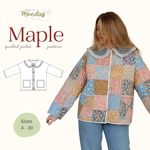 Wzór na kurtkę Maple Jacket w formacie PDF – wzór na płaszcz z kołnierzem falbaniastym Wykonano w poniedziałek