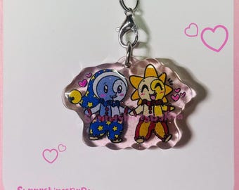 Glittery Sun&Moon epoxy keychain