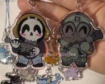 Glittery masked soldiers keychains