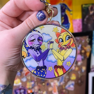 Sun&Moon rainbow holo epoxy keychain