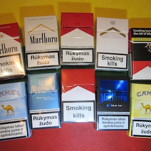 Lot of 10 Different Empty Cigarette Packs - 8 Marlboro & 2 Camel. for the  Collectors