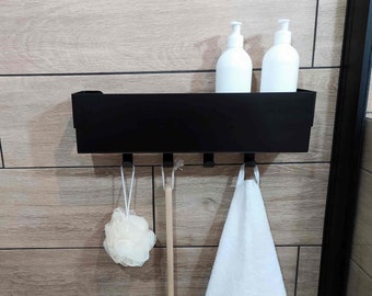 Black Modern Bathroom Shelf With Towel Rails NEBULA, Black
