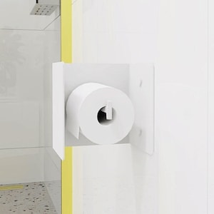 Porta rotolo carta igienica a scomparsa bianco N5, porta carta igienica integrato, acciaio inox, accessori da bagno minimalisti, design n-line