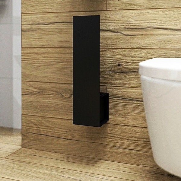 Porte-brosse de toilette noir avec brosse de toilette NAMOR, Brosse de toilette cachée, Moderne et minimaliste