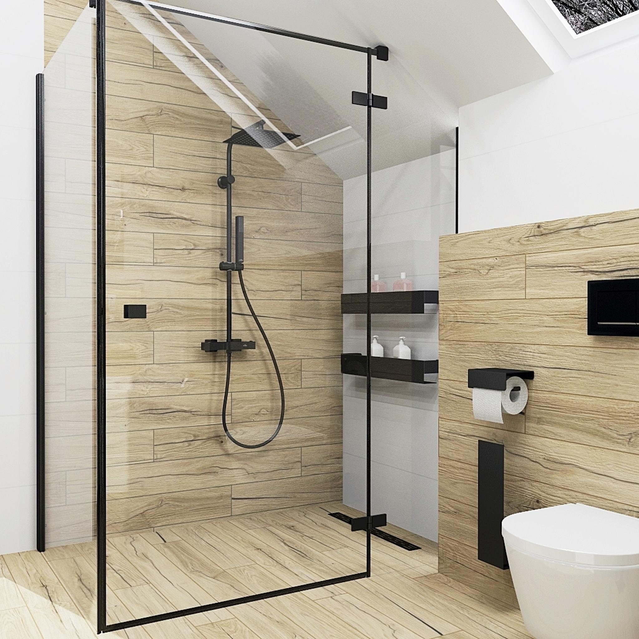 Black Toilet Roll Holder N2, Toilet Paper Holder With Phone Shelf, Steel,  Minimalist Bathroom Accessories, N-line Design 