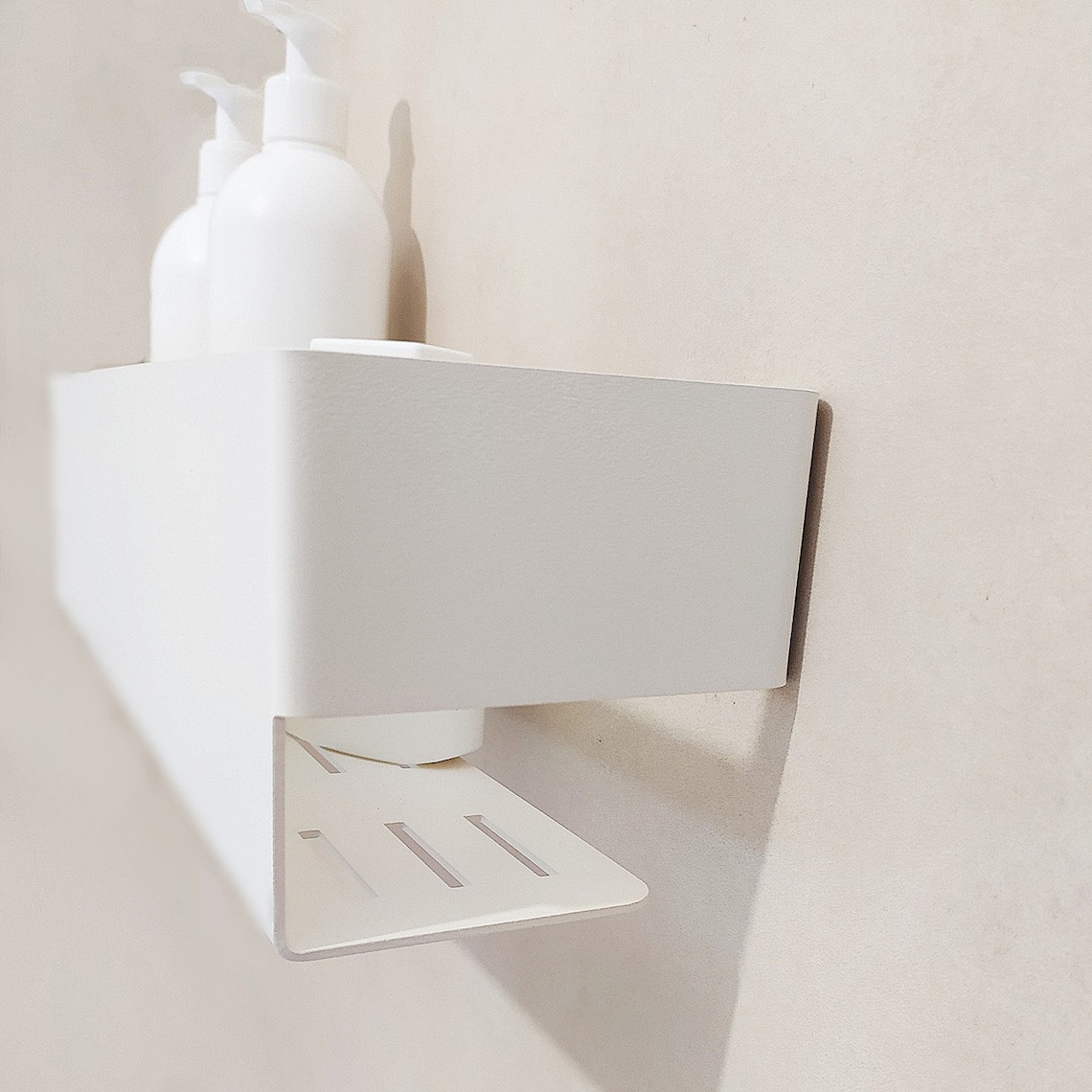 White Modern Bathroom Shelf NAJNA, White, Stainless Steel, Shower Shelf