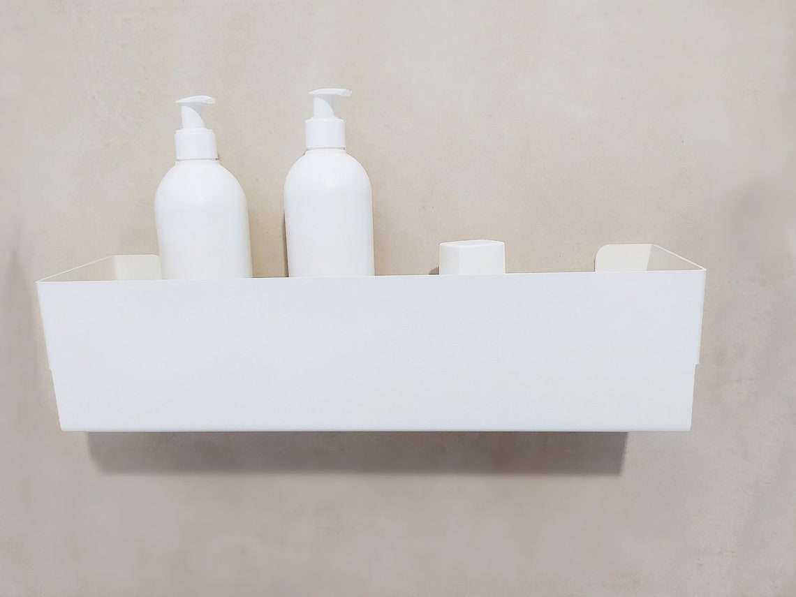 White Modern Bathroom Shelf NAJNA, White, Stainless Steel, Shower Shelf