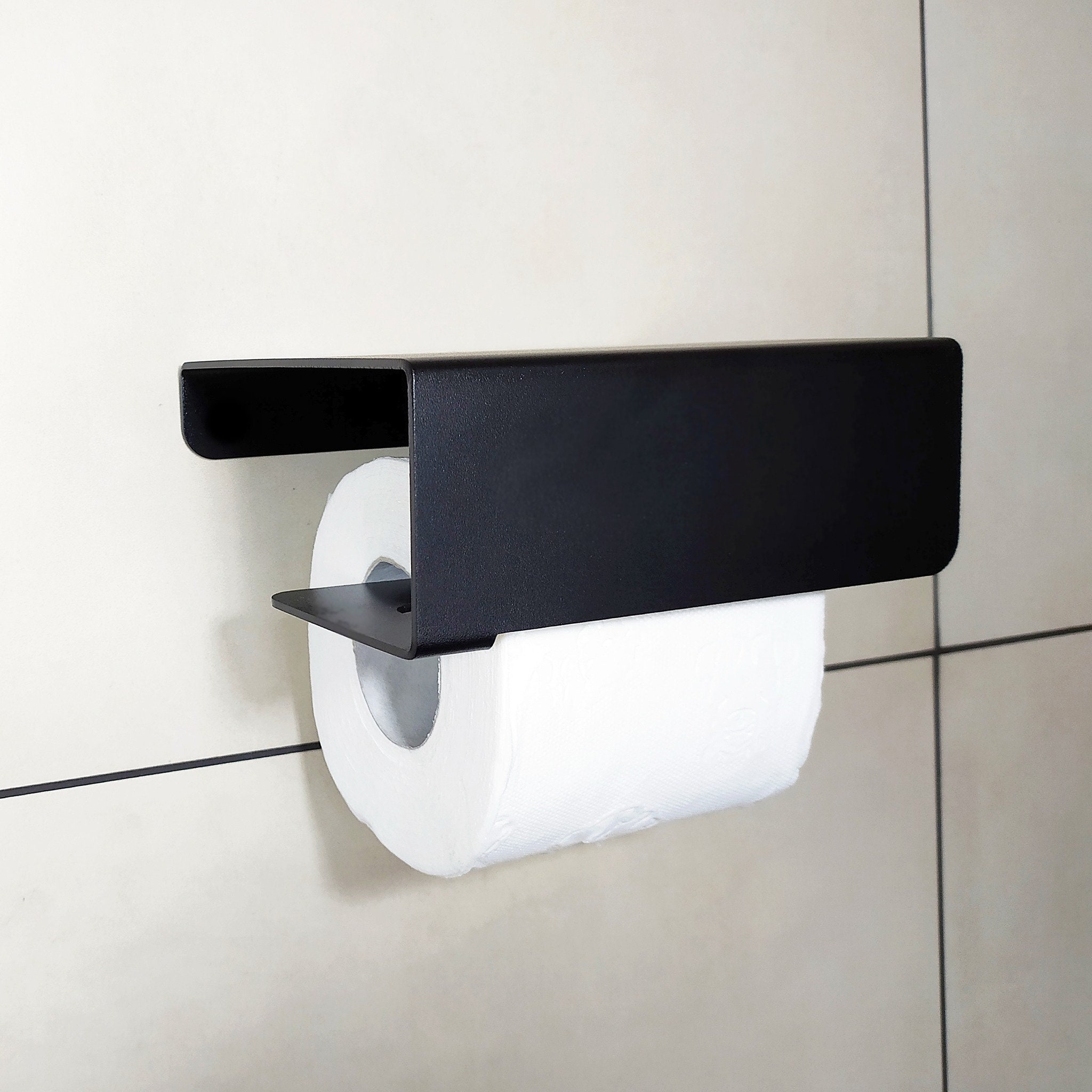 Black Toilet Roll Holder N2, Toilet Paper Holder With Phone Shelf, Steel,  Minimalist Bathroom Accessories, N-line Design 