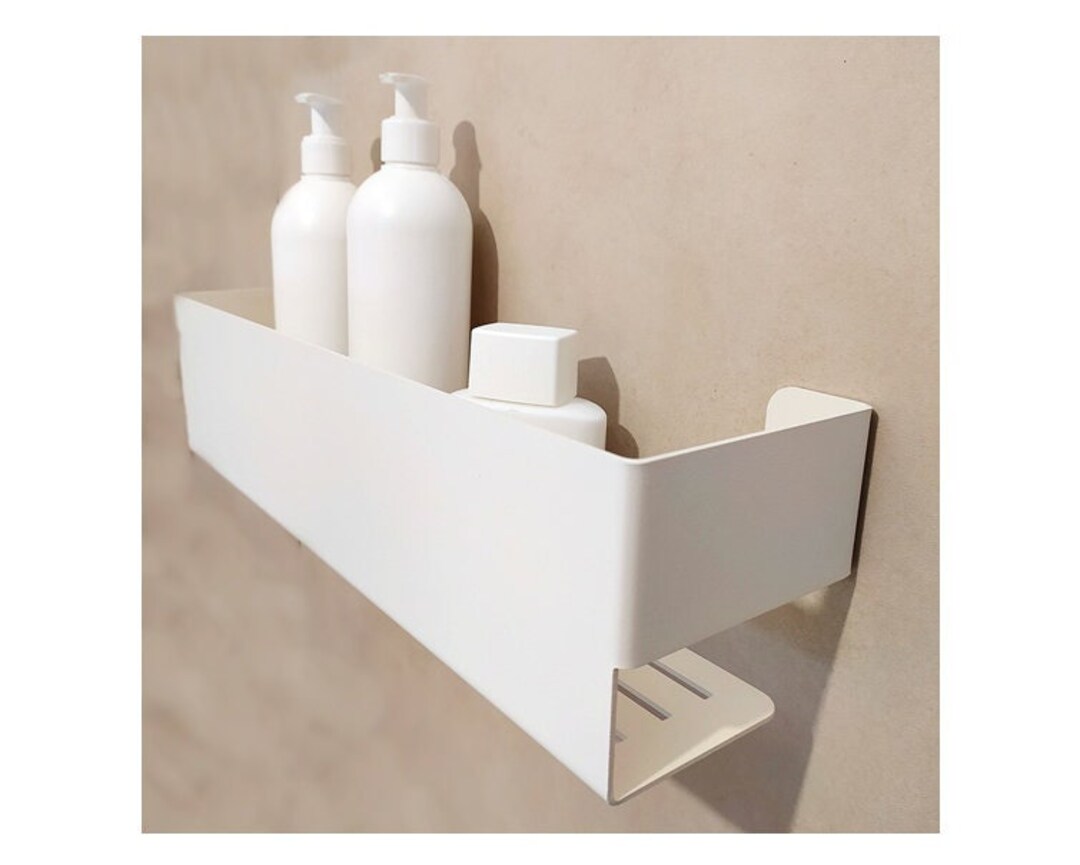 White Modern Bathroom Shelf NAJNA, White, Stainless Steel, Shower Shelf