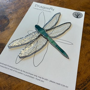 Dragonfly Stained Glass Pattern, Simple Dragonfly Pattern, Digital Download Glass Pattern, Stained Glass Pattern
