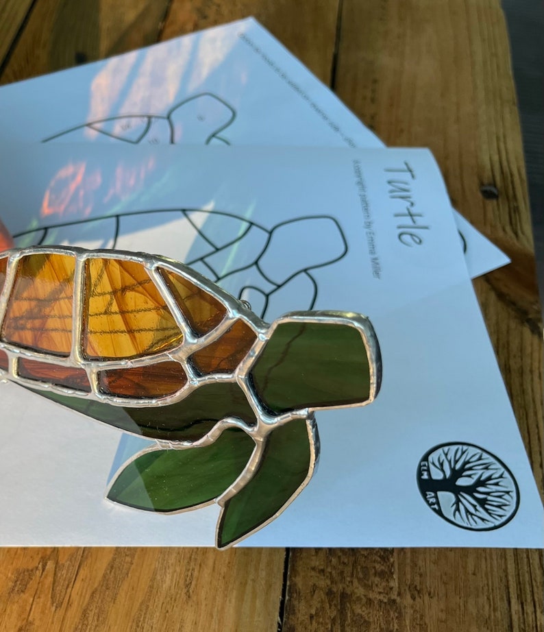 Turtle Stained Glass Pattern, Digital Download Pattern, Stained Glass ...
