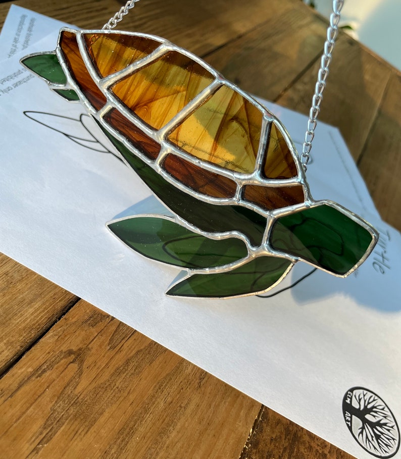 Turtle Stained Glass Pattern, Digital Download Pattern, Stained Glass ...