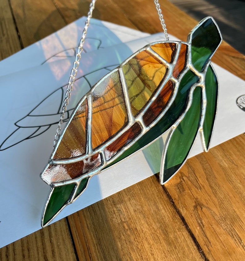 Turtle Stained Glass Pattern, Digital Download Pattern, Stained Glass ...