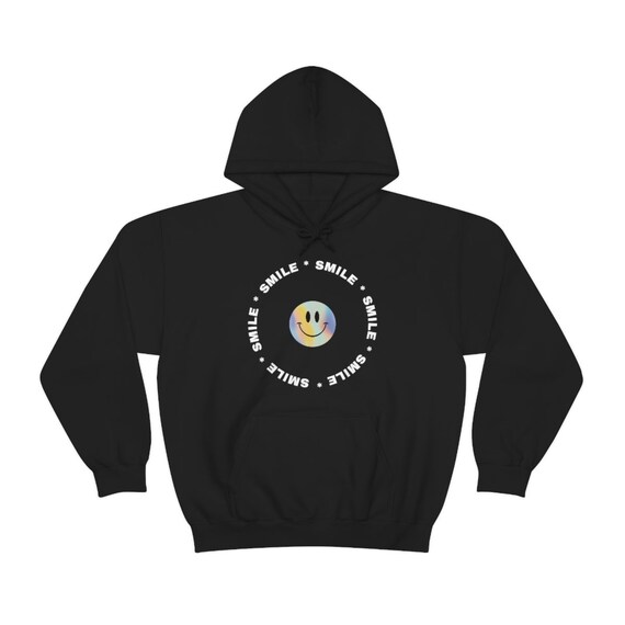 BLACK SMILE HOODIE Etsy UK