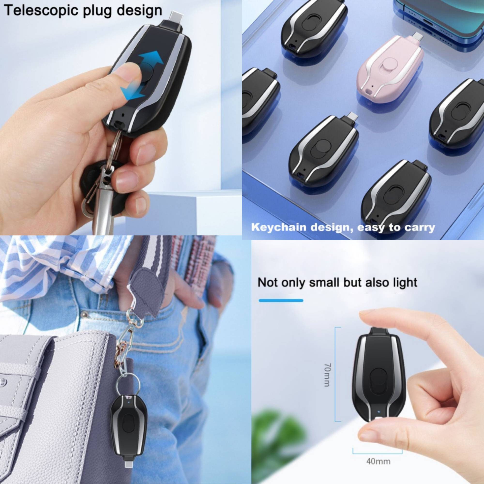 1500mah Mini Powerbank Keychain Emergency Charger With Typec/ Etsy