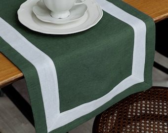 Soft Linen Table Runner/Green linen table runner/Custom table runner in various colors or sizes/Kitchen table runner/Natural linen decor