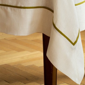 READY to ship. White linen tablecloth. Tablecloth with edging. Softened linen. image 3