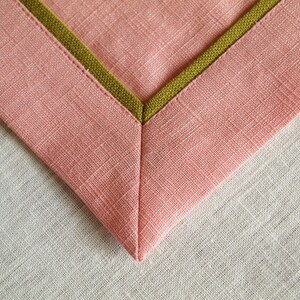 Pink linen table runner. Soft linen table runner. Linen table runner with edging. Spring table runner. Custom table runner. Holiday runner image 3