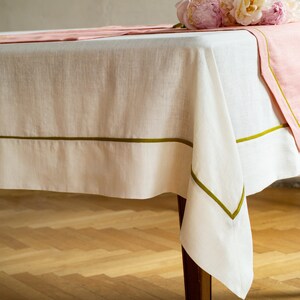 READY to ship. White linen tablecloth. Tablecloth with edging. Softened linen. image 6