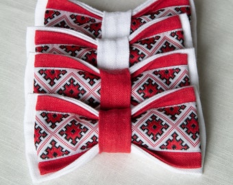 Linen Bow Tie / Groomsmen Bow Tie / Bow tie with ornament / Groomsmen Style / Wedding Bow Tie / Wedding Necktie