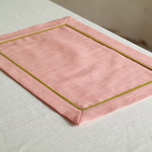 Tovaglietta americana in lino personalizzata con bordo delicato - Tovagliette americane in lino lavato - Set di tovagliette americane da tavola - Tovagliette americane in lino - Regalo di nozze in lino