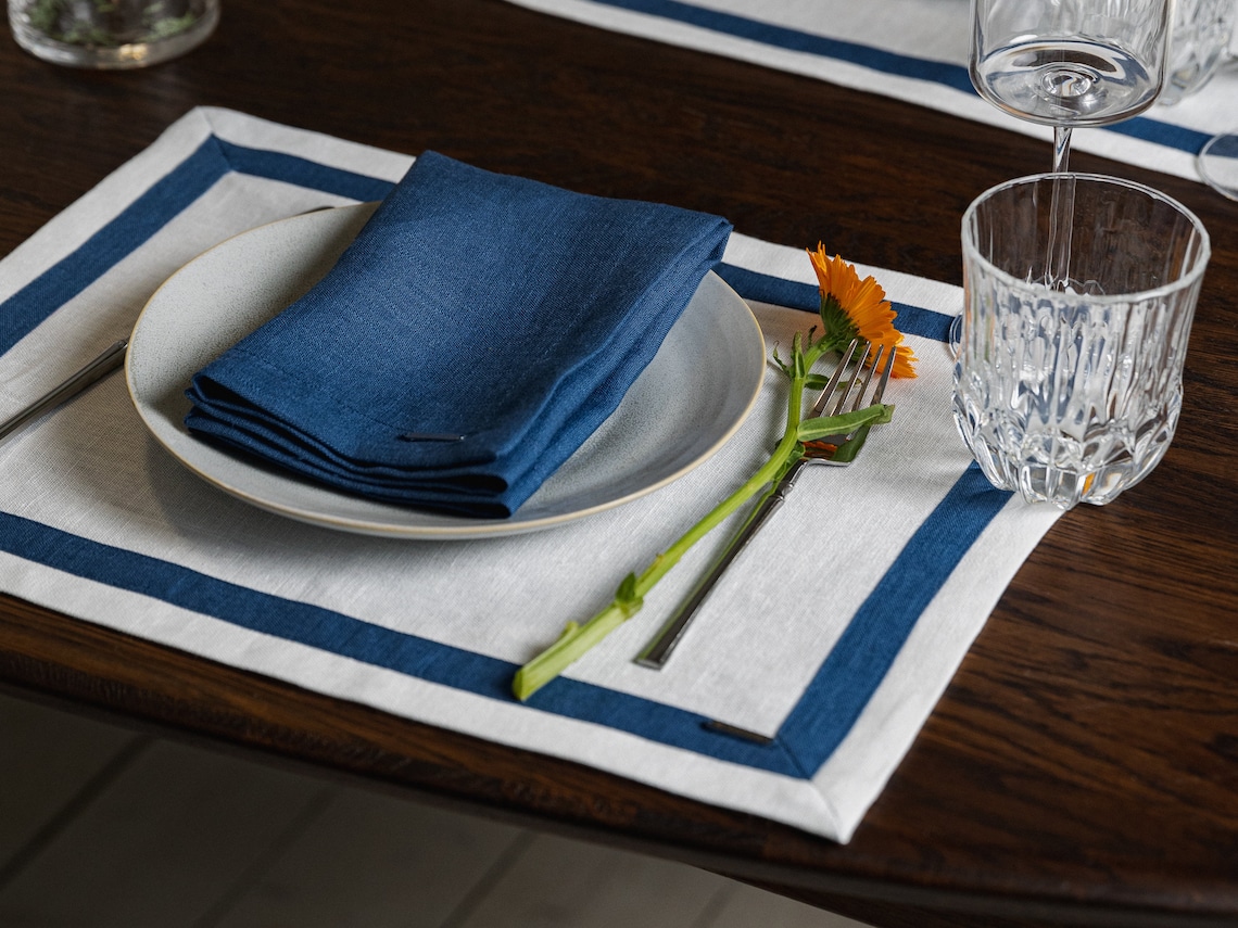 Linen Placemat With Edging. Softened Linen Placemat. Dinner Etsy