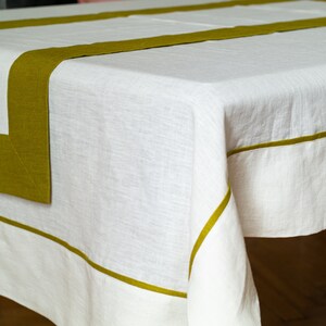 READY to ship. White linen tablecloth. Tablecloth with edging. Softened linen. image 4