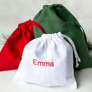 Linen Personalized Bag / Custom embroidered Bag / Custom Personalized Bag / Linen Bag / Linen Bag Initials / Large clothes bag / Gift bag