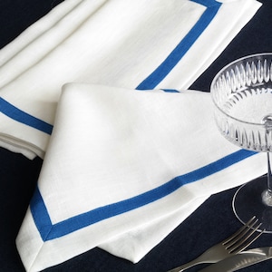 Custom linen napkins with various colors and sizes. Softened linen napkins set. Linen napkin with edging. Linen napkins premium tailoring