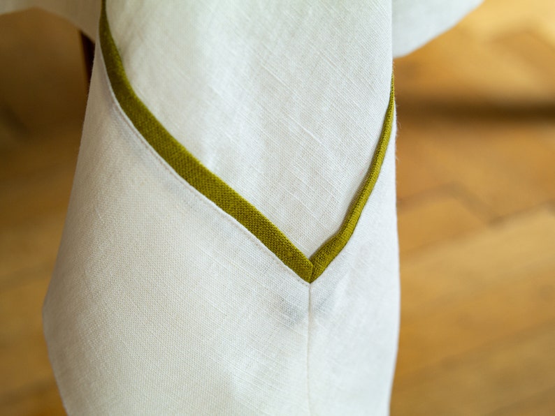 READY to ship. White linen tablecloth. Tablecloth with edging. Softened linen. image 9