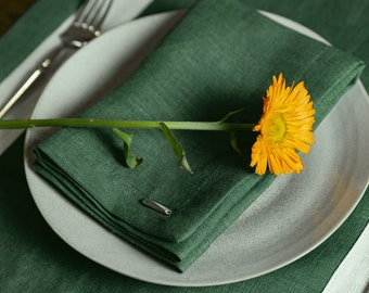 Soft linen napkins set/Mitered corners linen napkins/Pure linen napkin/Stonewashed linen table/Custom linen napkins various colors and sizes