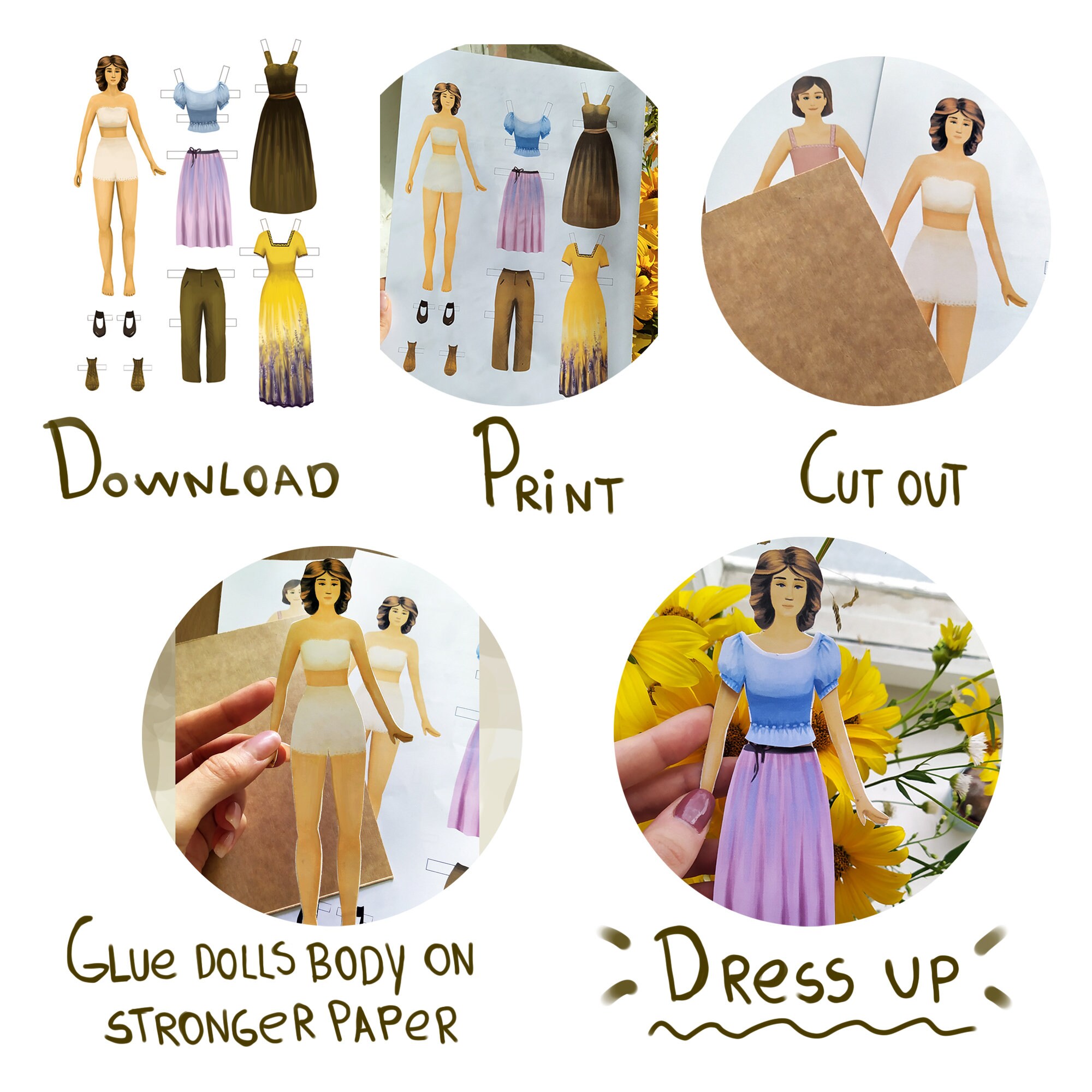 Printable Paper Dolls, Realistic Vintage Paper Doll, DIY Winter Paper