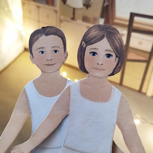 Printable Boy and Girl Paper Doll Template, Children/toddler Dress up ...