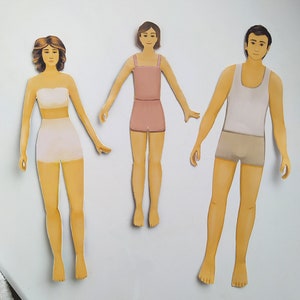 Afdrukbare papieren pop-familiesjabloon, papieren aankleedpop, zelfgemaakt papier voor meisjes, vader, moeder, dochter handgemaakt cadeau