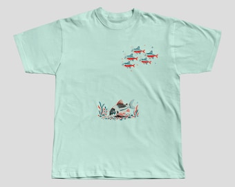 Neon Tetra Corydoras Halftone Fish T-Shirt | Aquarium Shirt | Bella Canvas 3001