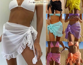 Personalize Ruffle Sarongs,Swimwear Bikini Cover Up,Beach Cover Up,Bridal Sarongs,Bride Tribe Sarongs,Custom Text Sarongs,Pool Sarongs