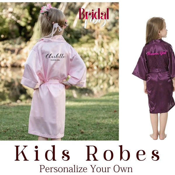 Satin Kimono Robe | Personalized Flower Girl Robe | Bridesmaid Robe | Custom Bridal Robe | Bride Robe | Bridal Party Robes | Bridesmaid Gift