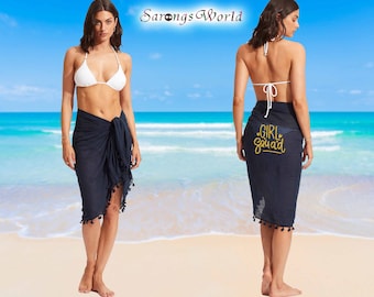 Traje de baño de verano personalizado Bikini Cover Up,Personalizar sarong de encaje,Cubierta de playa,Sarongs nupciales,Sarongs de la tribu de la novia,Sarongs de texto personalizados