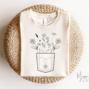 Wildflowers SVG Design -Flowers And Pocket -Wildflower Pocket SVG File For Cricut Wild Flower Drawing SVG, Flower Svg, Cut File, Pocket Svg