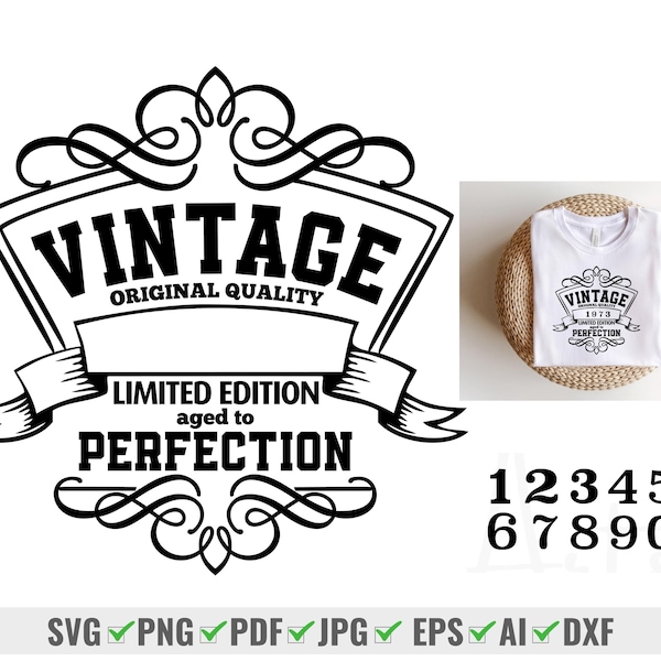 Birthday Vintage Svg Png, Aged to Perfection Svg, Limited Edition Svg, Birthday Premium Quality T-shirt, Instant Download Eps Png Jpg Eps