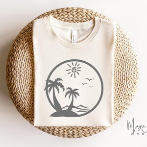 Summer Vibes Svg, Palm Tree Svg, Women&#39;s Summer Shirt Design Svg, Cut File for Cricut, Beach Svg, Summer shirt svg, Sea Sun Svg, Bird Svg