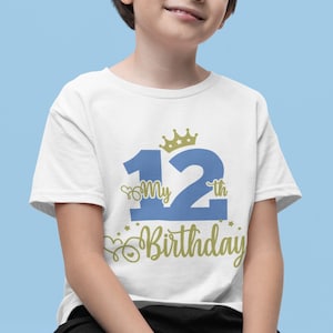 È il mio 12° compleanno Svg Png, Ragazzo di dodici anni Svg, Buon compleanno 12 anni, Il mio 12° compleanno Svg, File di taglio silhouette