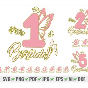 1-15 Age Birthday Butterfly Svg, Butterfly Bundle Svg, It&#39;s My Birthday Svg, Birthday Queen Svg, Party Shirt Idea, Birthday Princess Svg