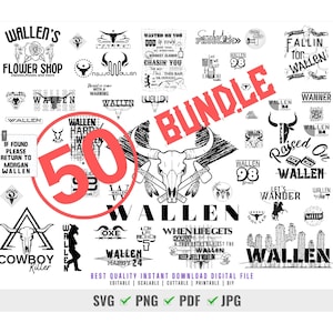 Vintage Wallen Svg, Wallen Bundle Svg, Wallen rétro, fichier Bundle Wallen Bull Skull, Cowboy Wallen Svg, Country Western Png