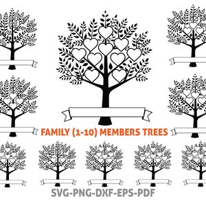 Family Tree Svg Bundle 2-10 Members, Family Tree Branch, Tree Of Life Svg,Cut Files For Cricut, Family Tree Clipart, Family Reunion Tree