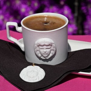 Handmade Limoge with Myra Ancient City Mother Goddess Relief Coffee Cup, For Turkish Coffee Lover, Minimalist Coffee Cup, Gift for Mom