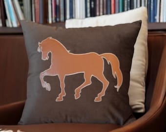 Elegante cojín decorativo con silueta de caballo para el hogar y la sala de estar