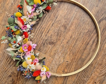 Rainbow. Dried Flowers UK. Dried Flower Wreath.