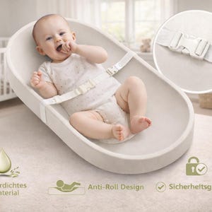BOBY’S Baby Wickelauflage aus wasserabweisendem PU-Schaum – rutschfest, abwaschbar, mit Sicherheitsgurt & Anti-Roll-Design für Wickeltisch