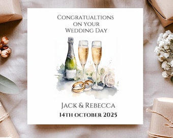 Personalised Champagne Wedding Card: Keepsake Engagement Card